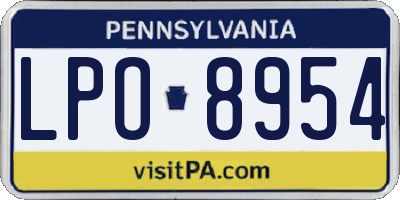 PA license plate LPO8954