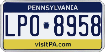 PA license plate LPO8958