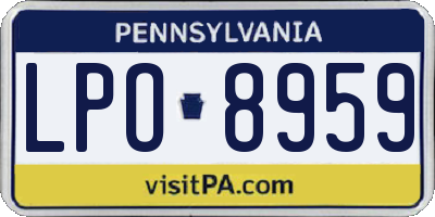 PA license plate LPO8959