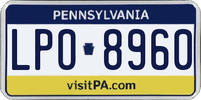 PA license plate LPO8960