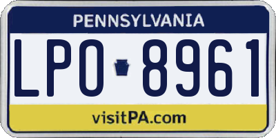 PA license plate LPO8961