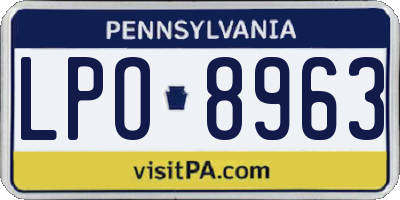 PA license plate LPO8963