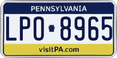 PA license plate LPO8965