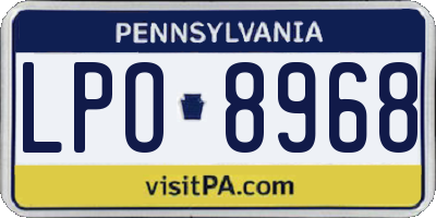 PA license plate LPO8968