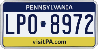 PA license plate LPO8972