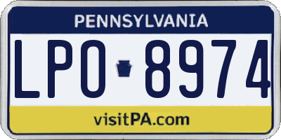 PA license plate LPO8974