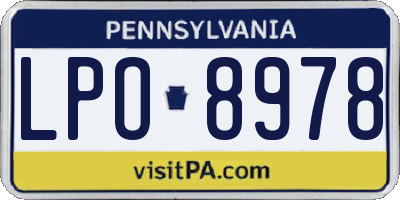 PA license plate LPO8978