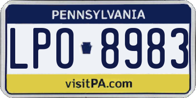 PA license plate LPO8983