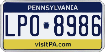 PA license plate LPO8986