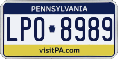 PA license plate LPO8989