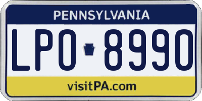 PA license plate LPO8990