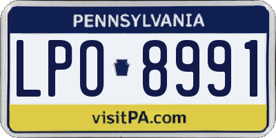 PA license plate LPO8991
