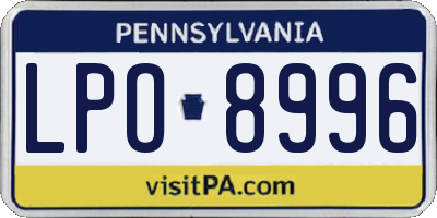 PA license plate LPO8996