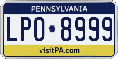 PA license plate LPO8999