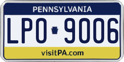 PA license plate LPO9006
