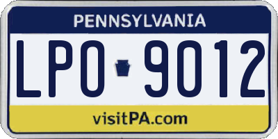 PA license plate LPO9012