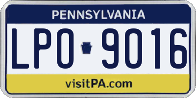 PA license plate LPO9016