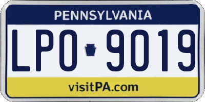 PA license plate LPO9019