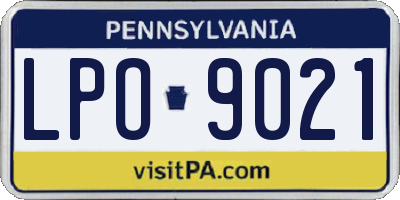 PA license plate LPO9021