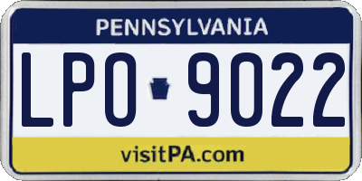 PA license plate LPO9022