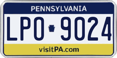 PA license plate LPO9024