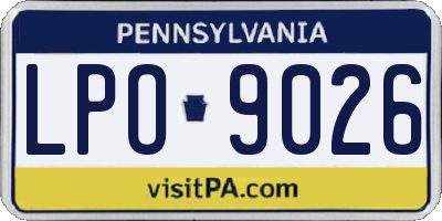 PA license plate LPO9026