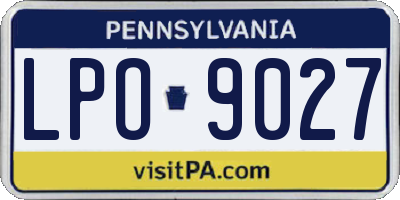 PA license plate LPO9027
