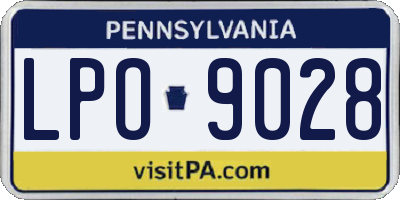 PA license plate LPO9028
