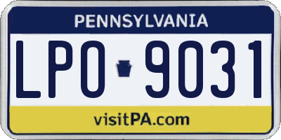 PA license plate LPO9031