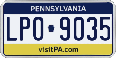 PA license plate LPO9035
