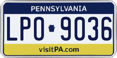 PA license plate LPO9036