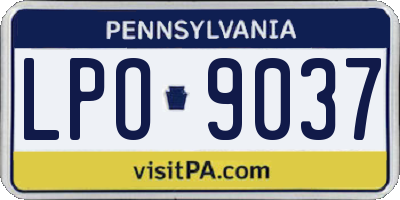 PA license plate LPO9037