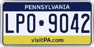 PA license plate LPO9042