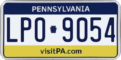 PA license plate LPO9054