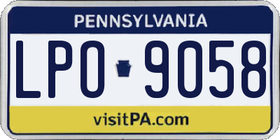 PA license plate LPO9058
