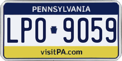 PA license plate LPO9059