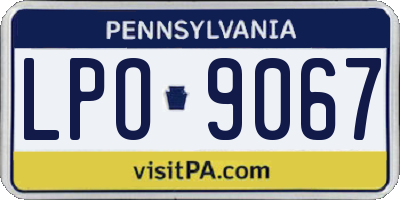 PA license plate LPO9067