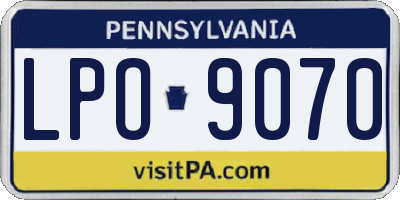 PA license plate LPO9070