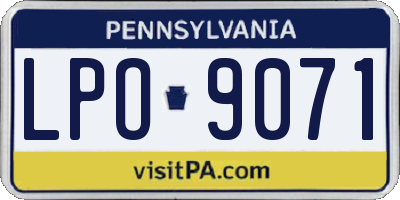 PA license plate LPO9071