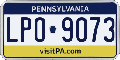 PA license plate LPO9073