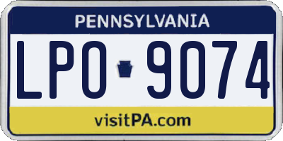 PA license plate LPO9074