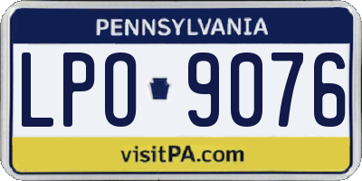 PA license plate LPO9076