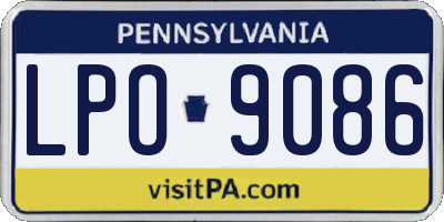 PA license plate LPO9086