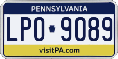 PA license plate LPO9089
