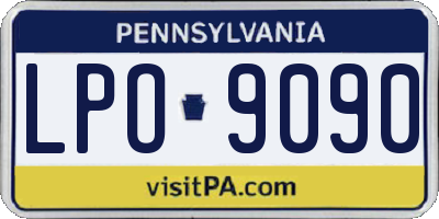 PA license plate LPO9090
