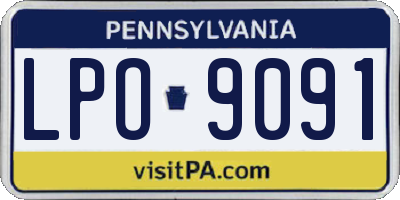 PA license plate LPO9091