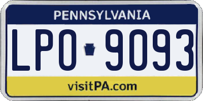 PA license plate LPO9093