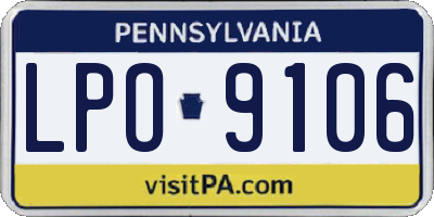 PA license plate LPO9106