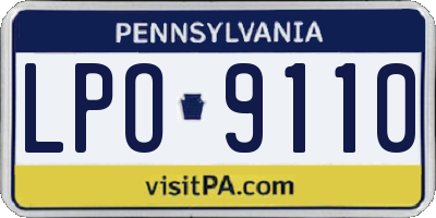 PA license plate LPO9110