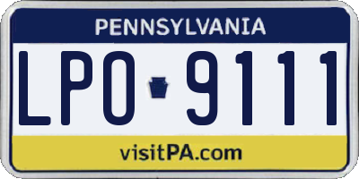 PA license plate LPO9111